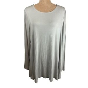 Eileen Fisher Womens XL Top Long Sleeve Gray Basic Knit Lounge‎ Comfy Neutral